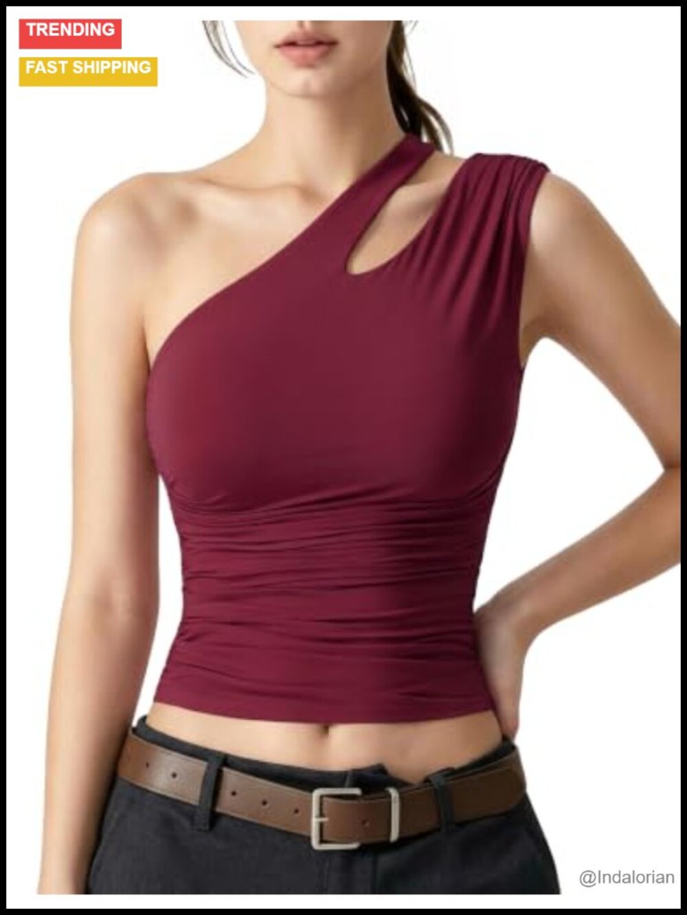 Women's One Shoulder Cut Out Ruched Tank Top Y2K Fitted Going Out Shirt